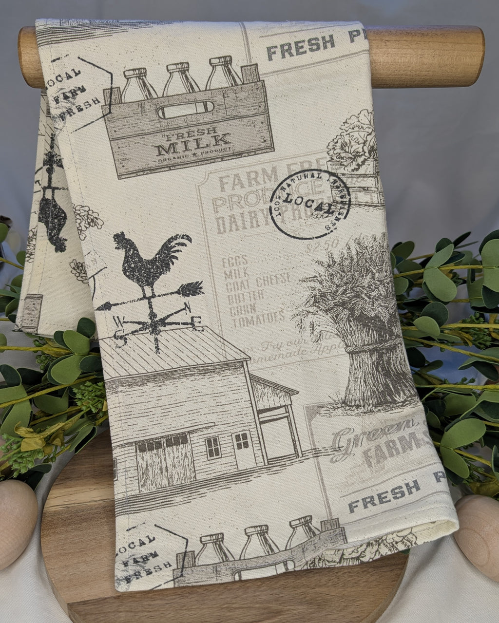 Canvas Tea Towel 2 Pack / Farmhouse Motif