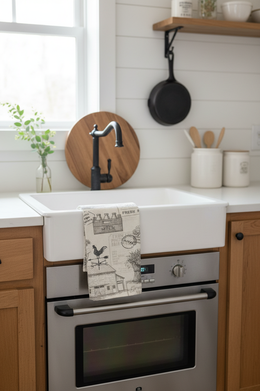 Canvas Tea Towel 2 Pack / Farmhouse Motif
