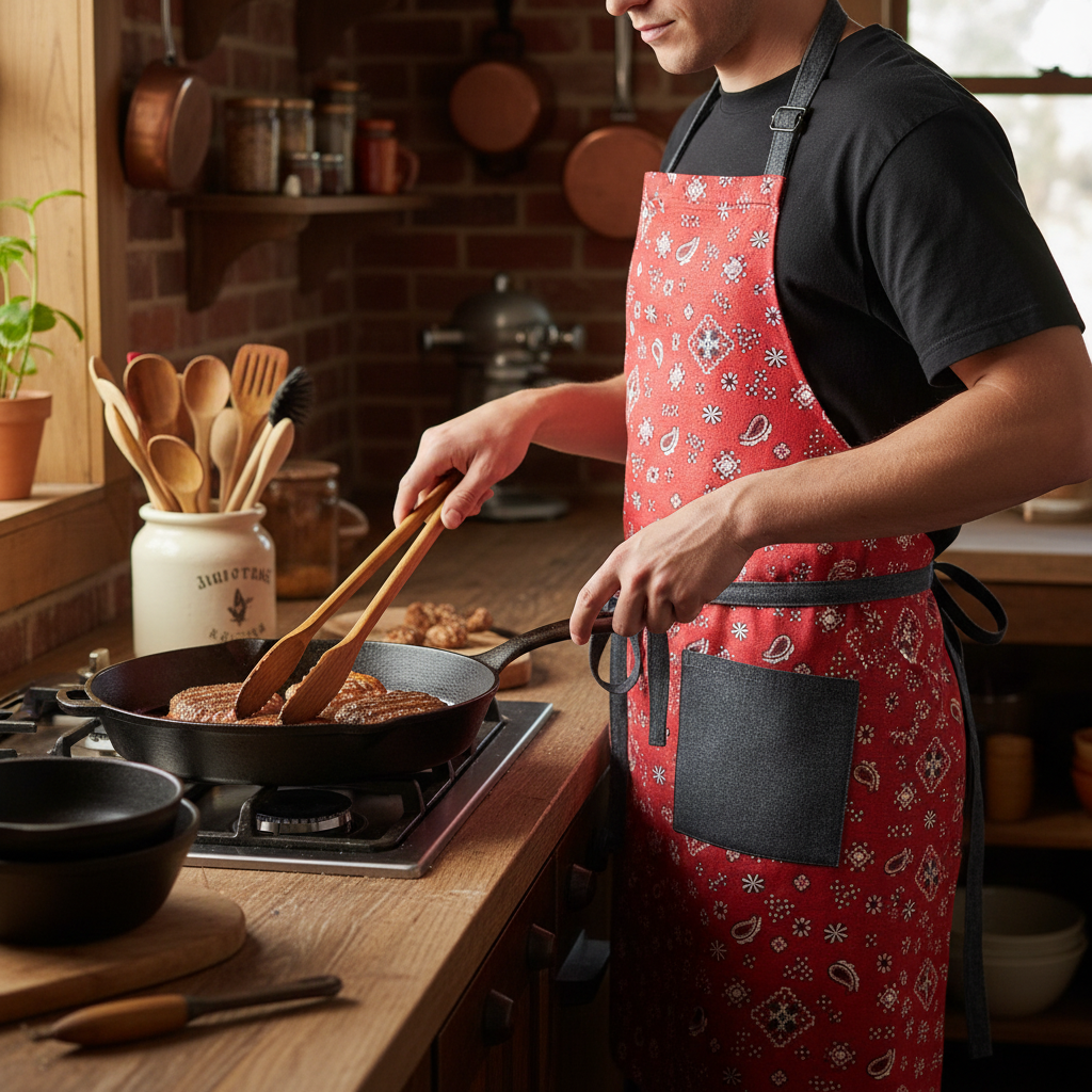 Classic Apron in Red Bandana - Styled Product Image