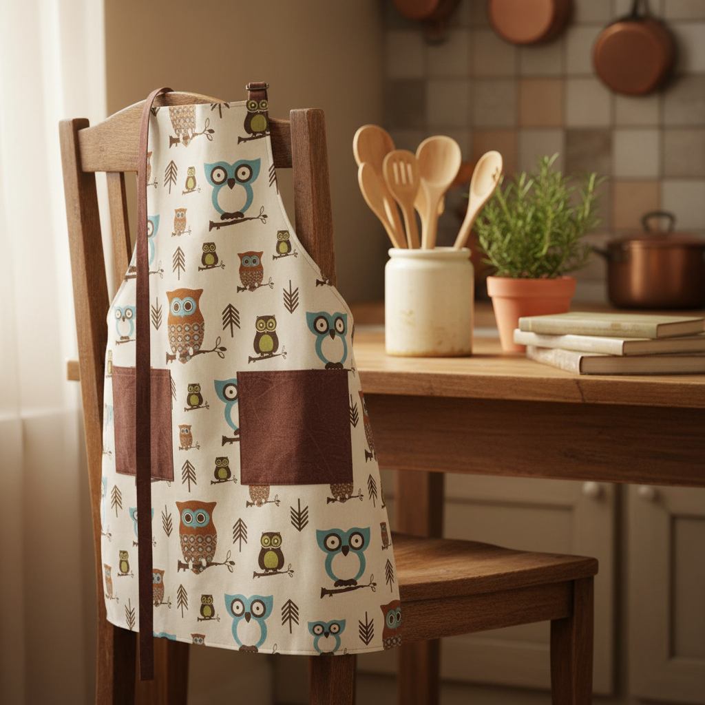 Classic Apron w/ Owl Motif - Styled Product Image