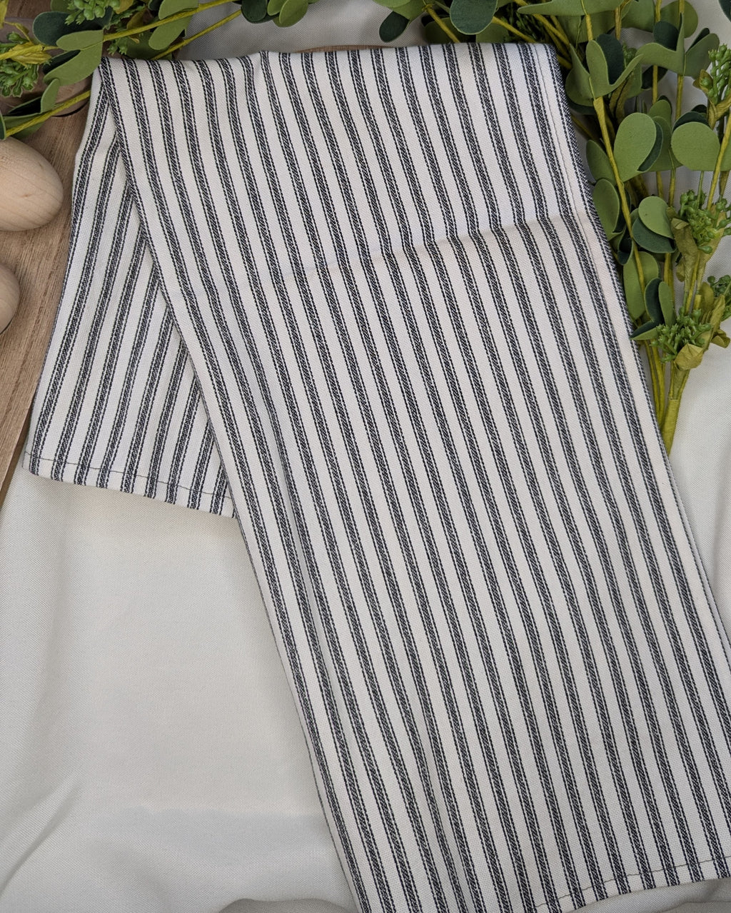 Canvas Tea Towel 2 pack / Black and white striped