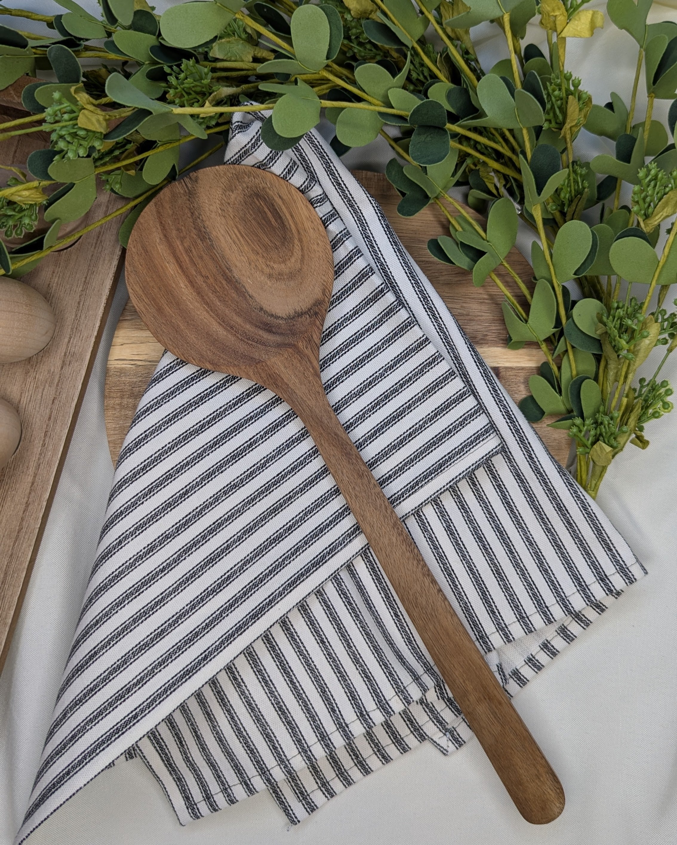 Canvas Tea Towel 2 pack / Black and white striped