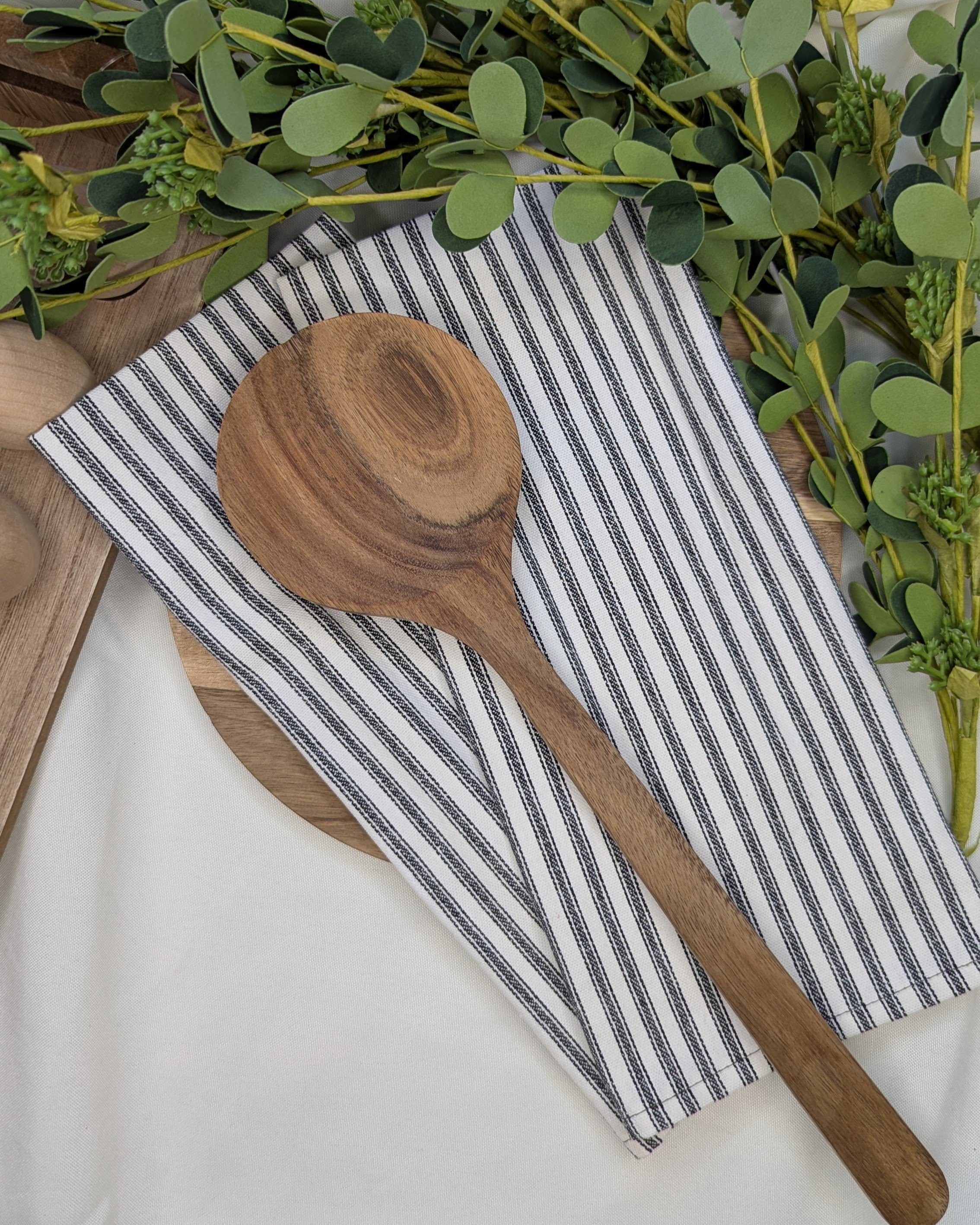 Canvas Tea Towel 2 pack / Black and white striped