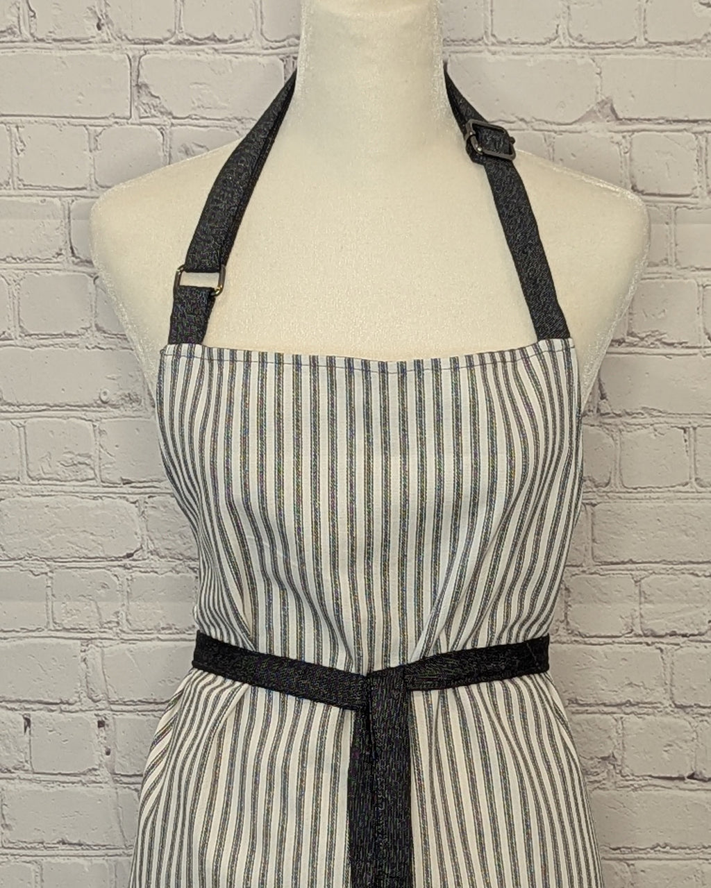 Classic Apron in Black Ticking Stripe