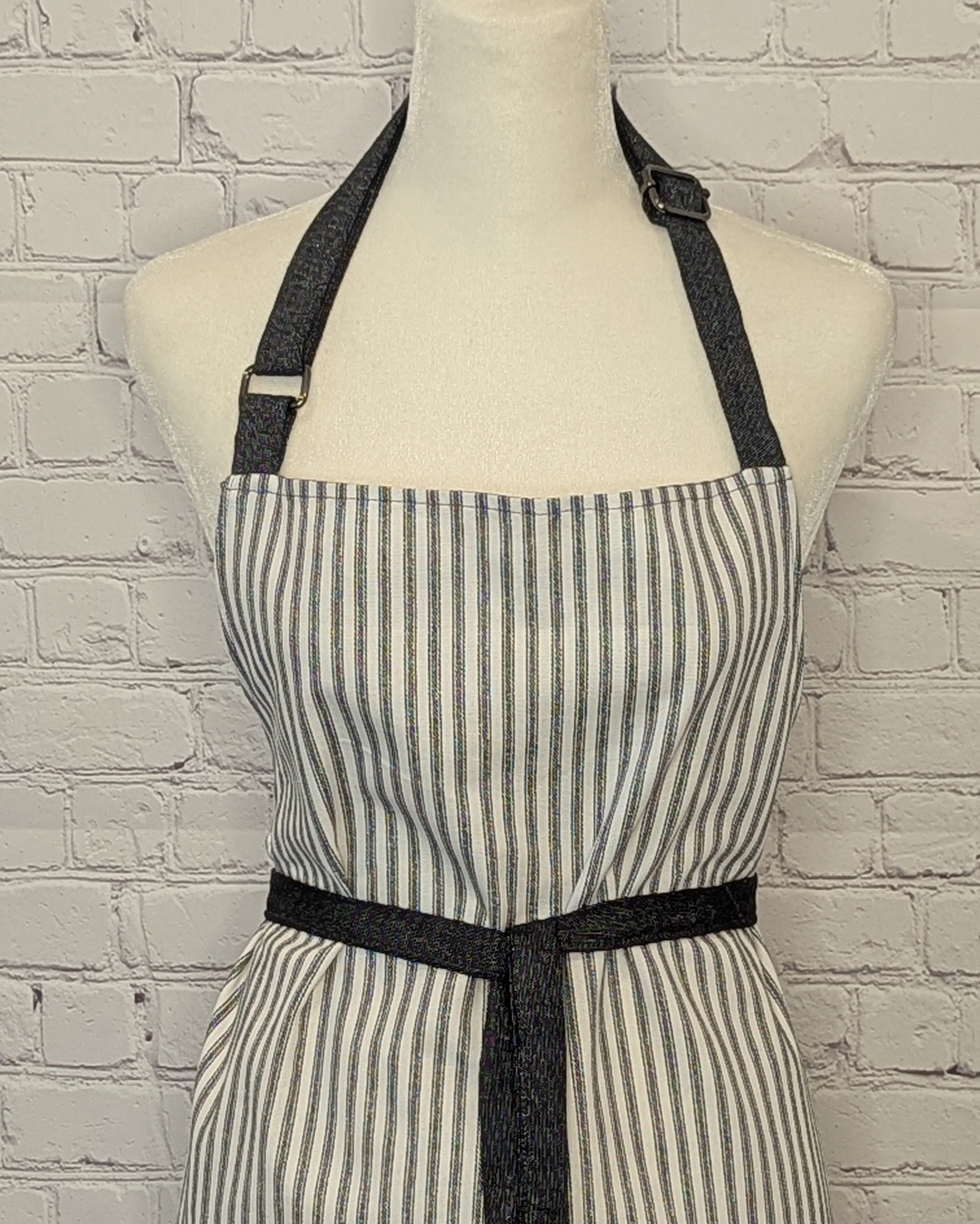 Classic Apron in Black Ticking Stripe