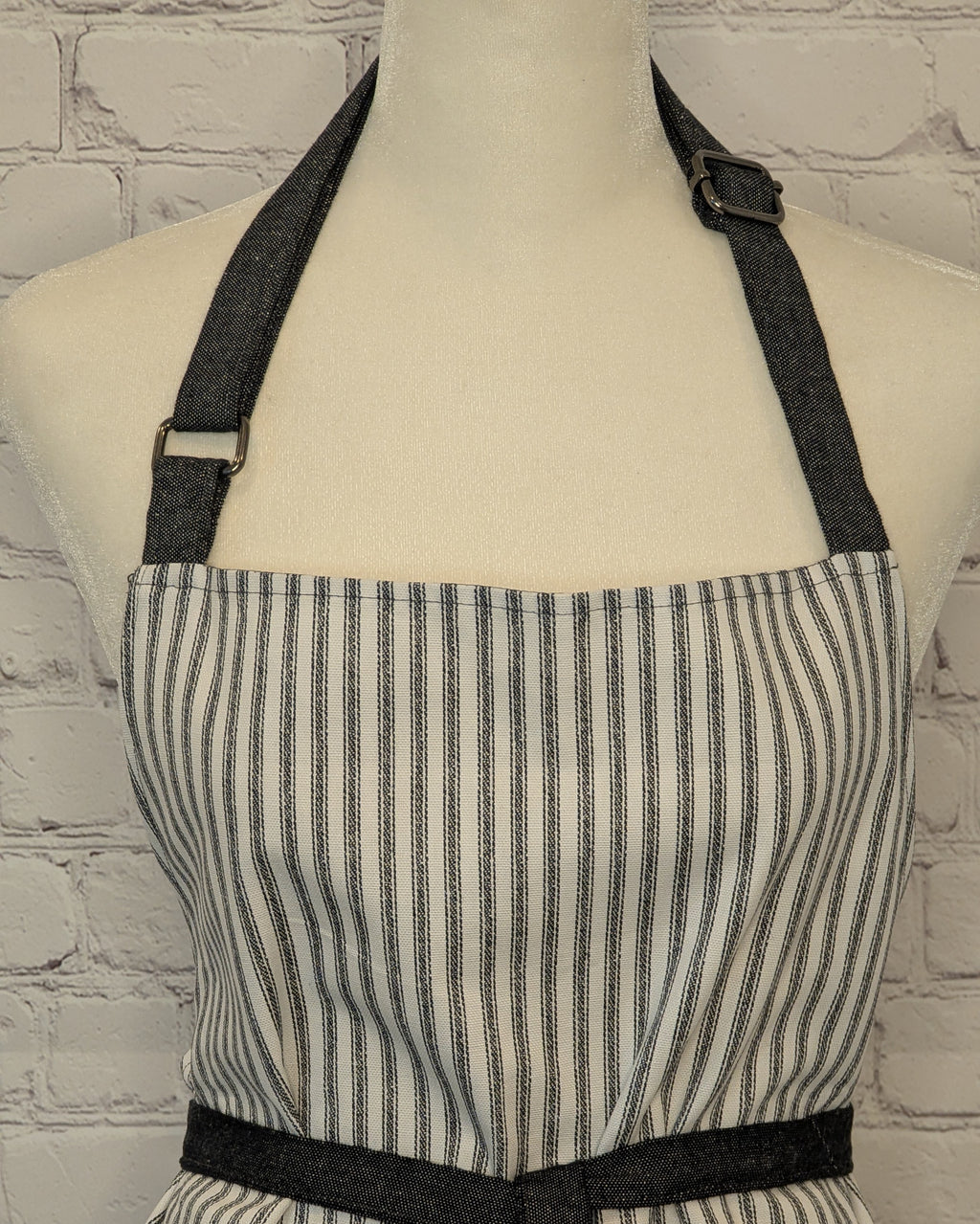 Classic Apron in Black Ticking Stripe
