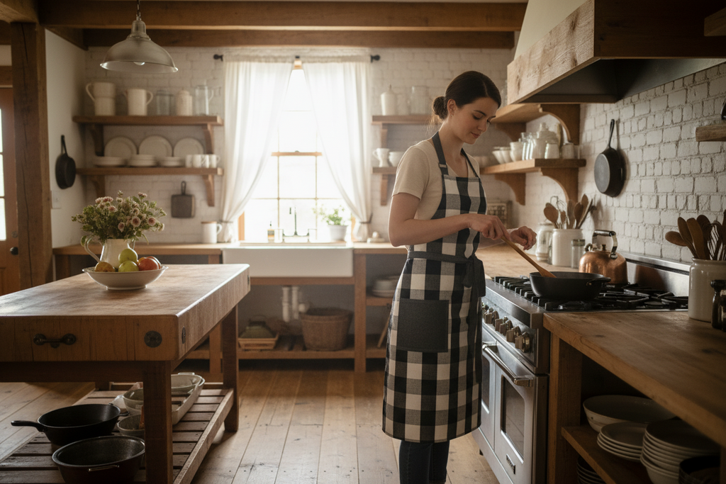Classic Apron in Black Buffalo Plaid