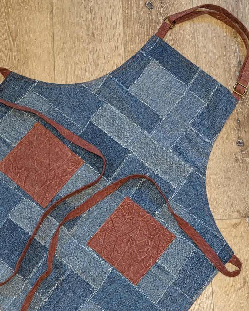 Classic Apron in Denim Patchwork