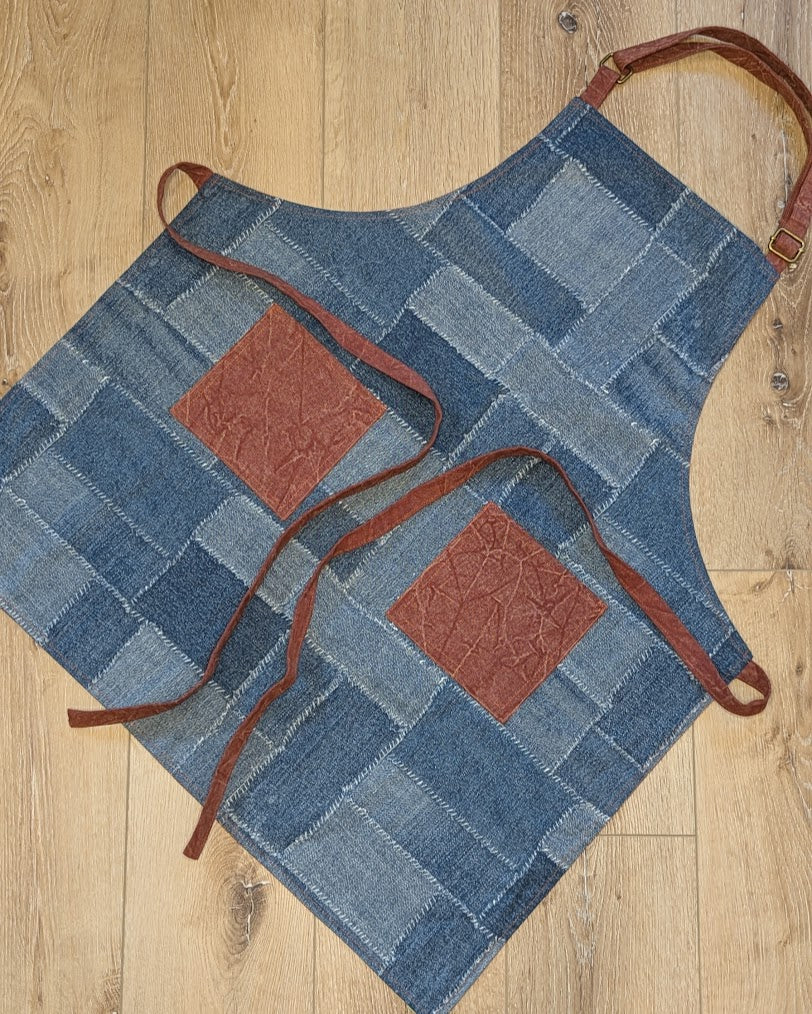 Classic Apron in Denim Patchwork