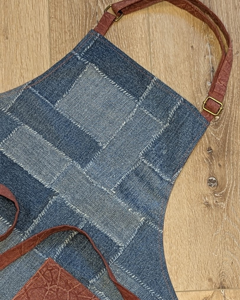 Classic Apron in Denim Patchwork