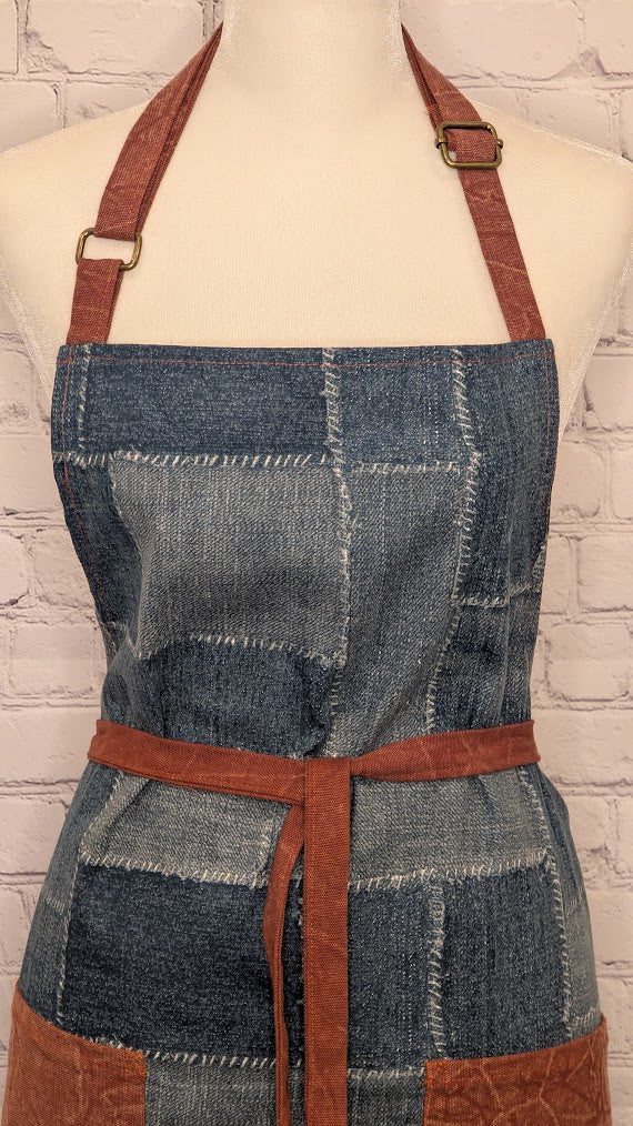 Classic Apron in Denim Patchwork