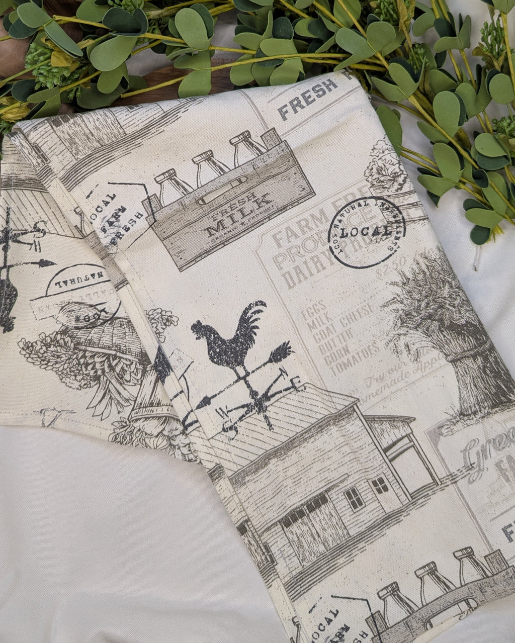 Canvas Tea Towel 2 Pack / Farmhouse Motif