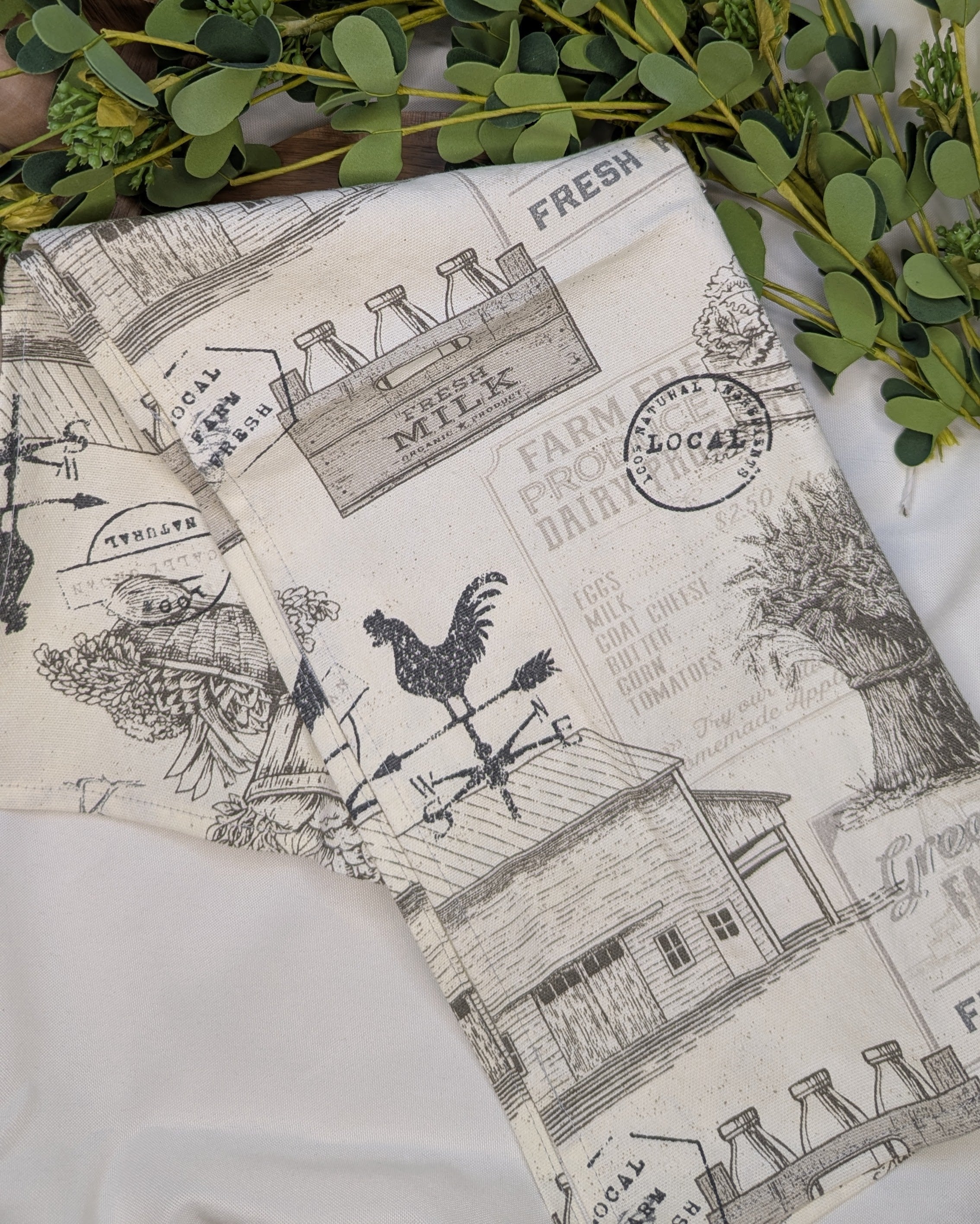Canvas Tea Towel 2 Pack / Farmhouse Motif