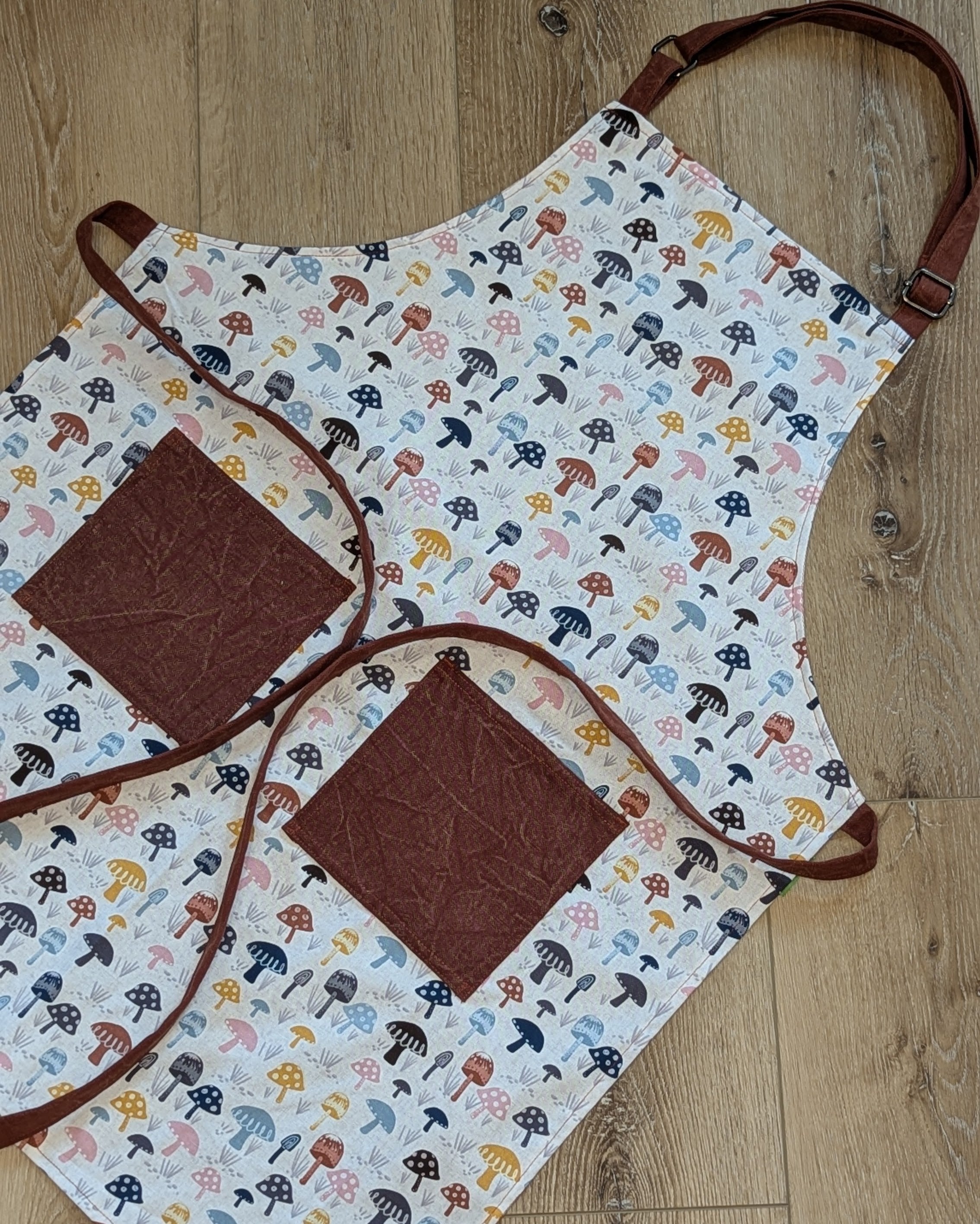 Classic Apron with Multi Colored Mushrooms