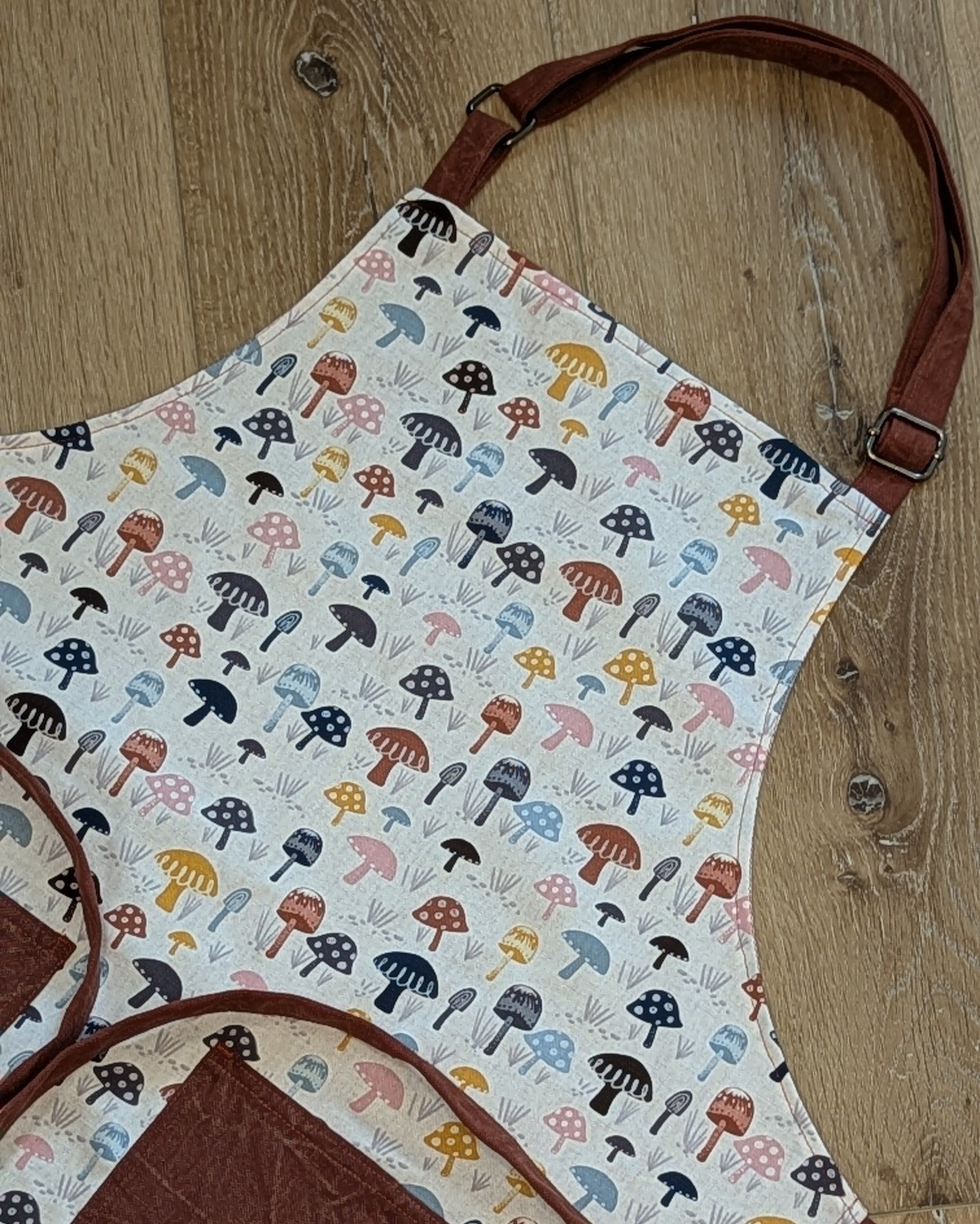 Classic Apron with Multi Colored Mushrooms