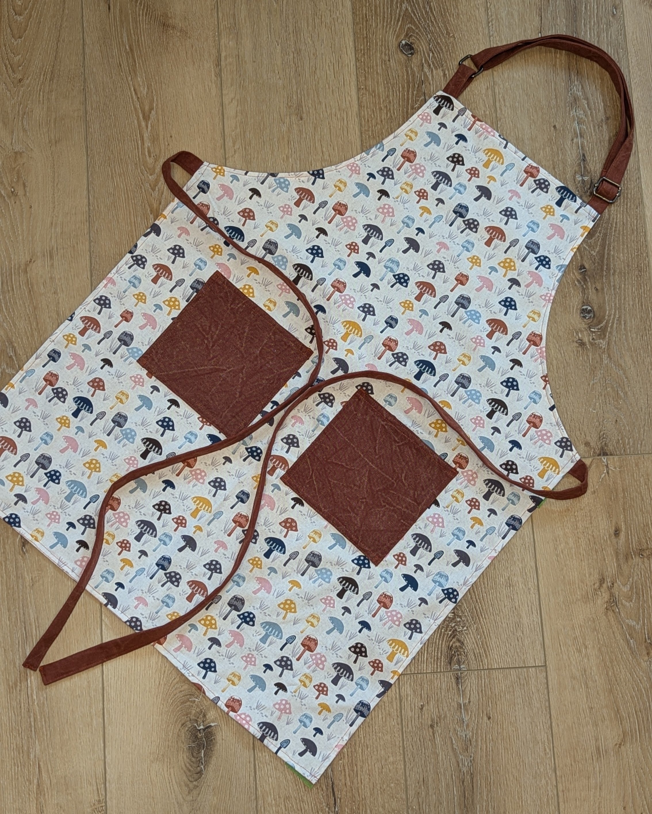 Classic Apron with Multi Colored Mushrooms