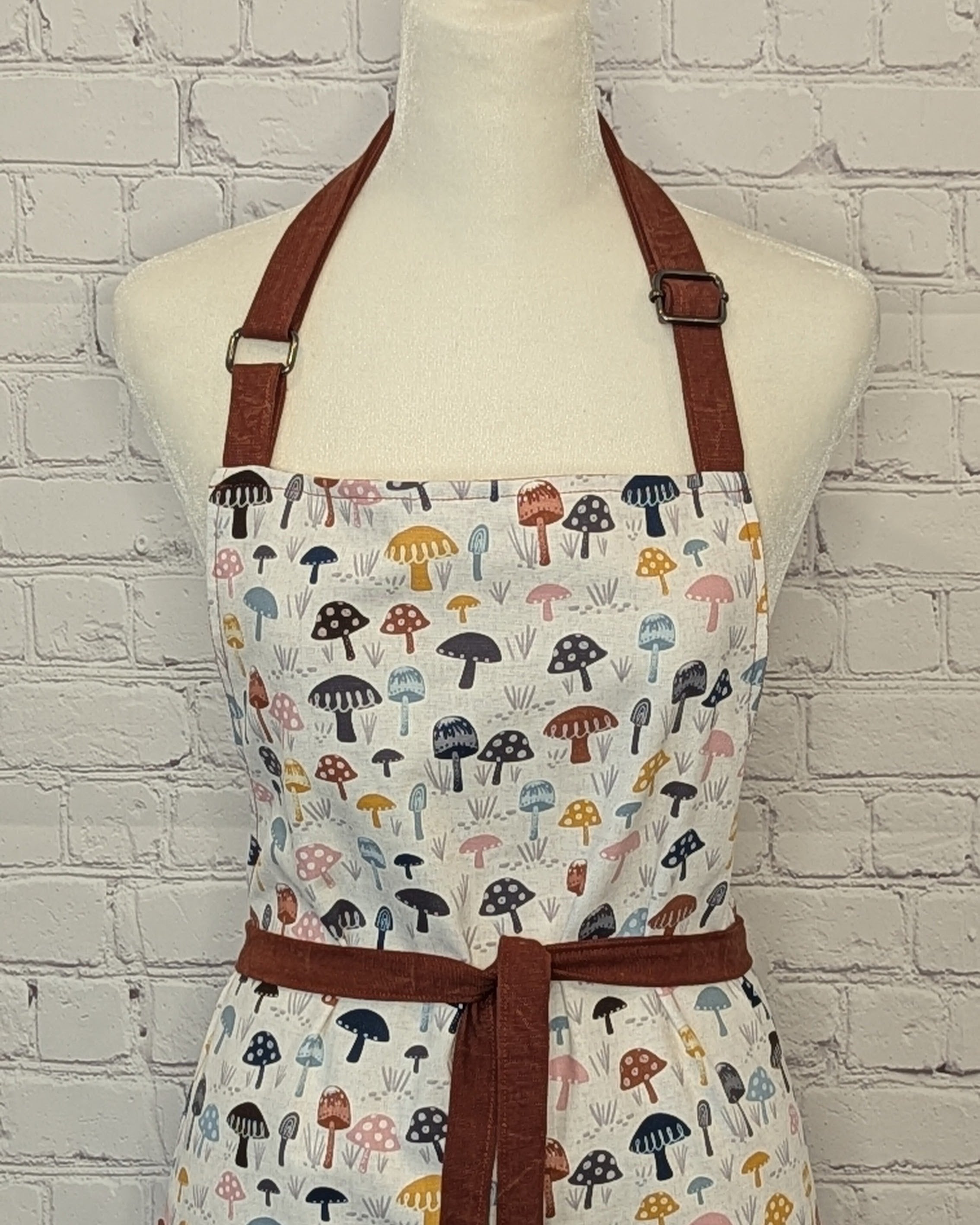Classic Apron with Multi Colored Mushrooms