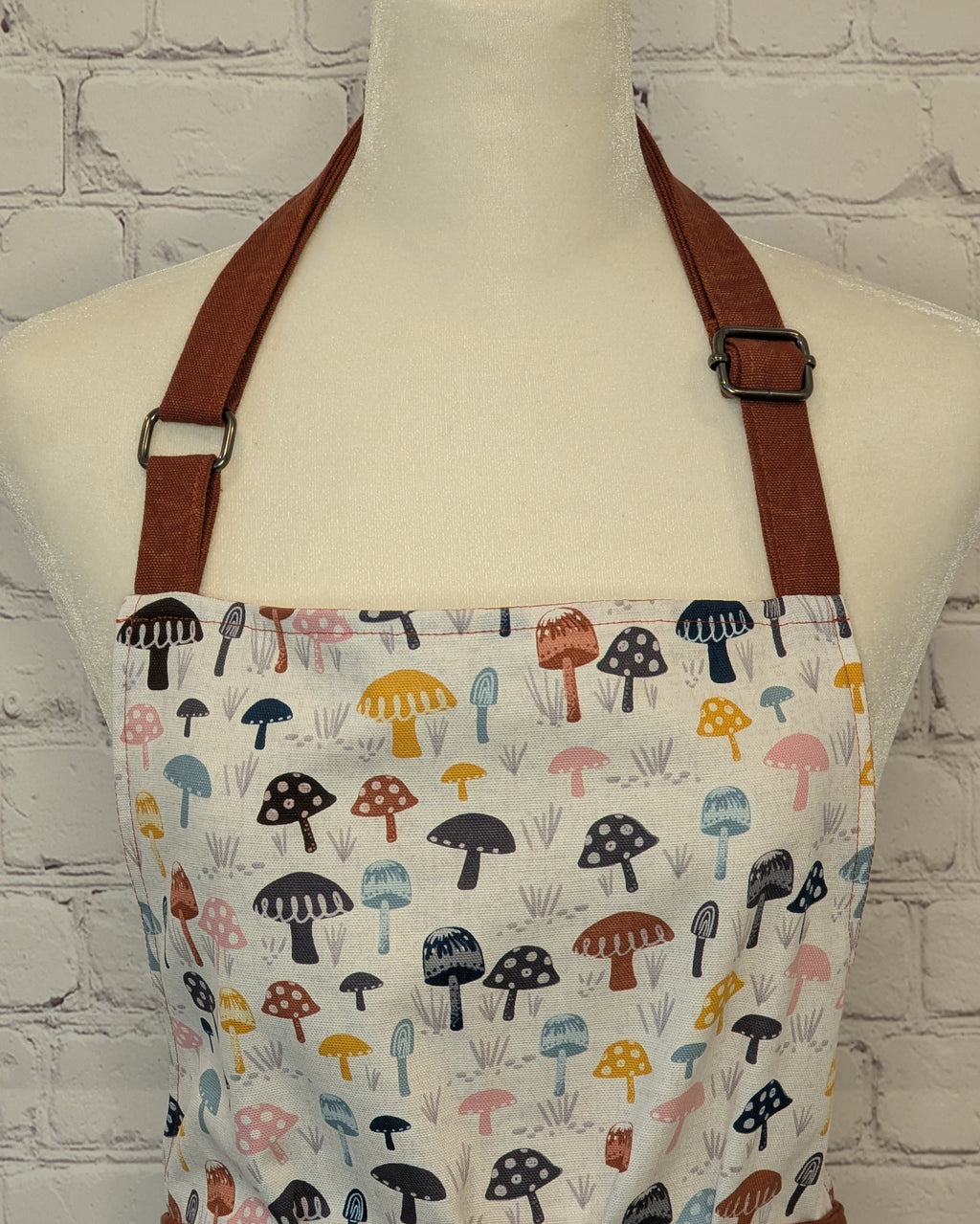 Classic Apron with Multi Colored Mushrooms