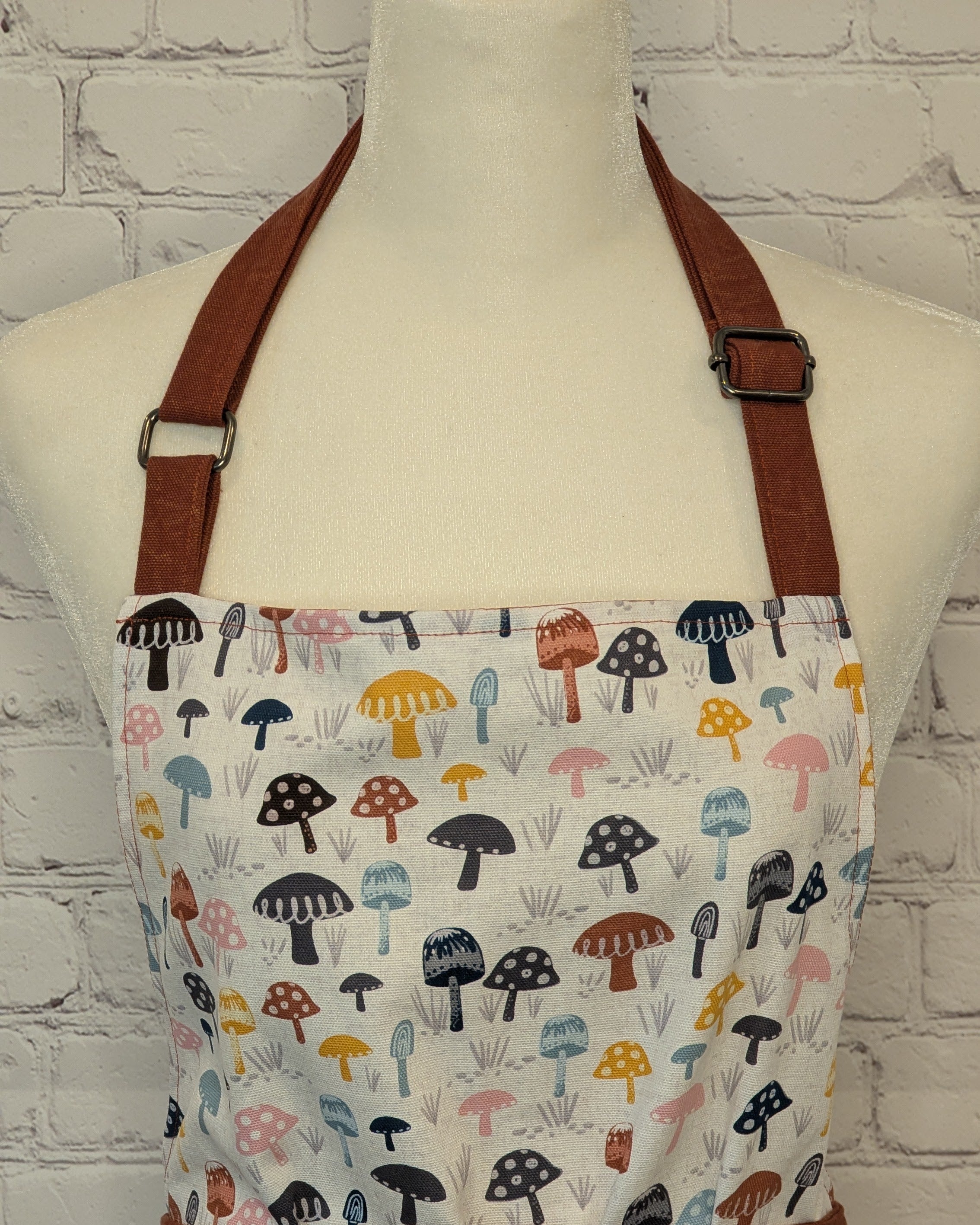 Classic Apron with Multi Colored Mushrooms