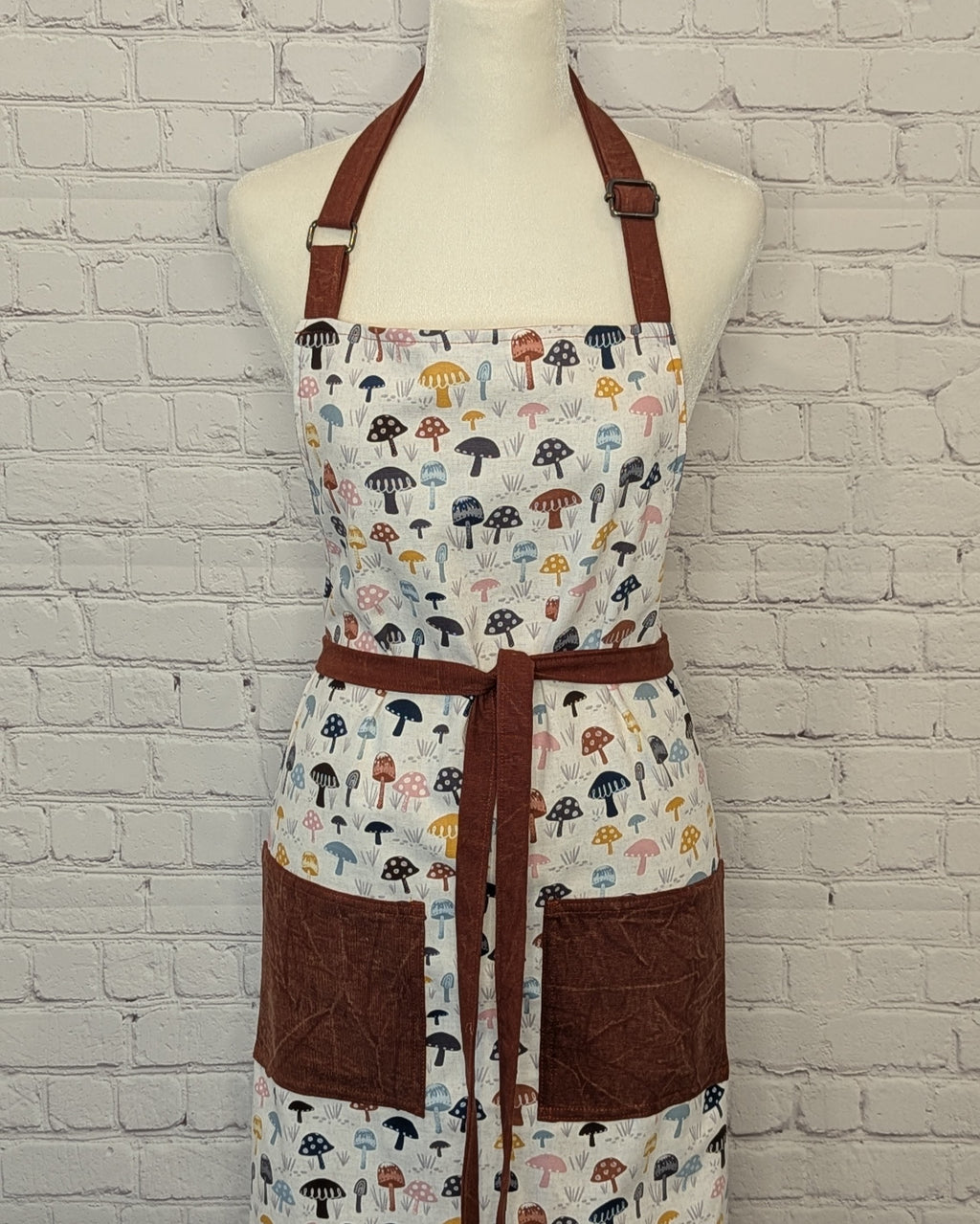 Classic Apron with Multi Colored Mushrooms