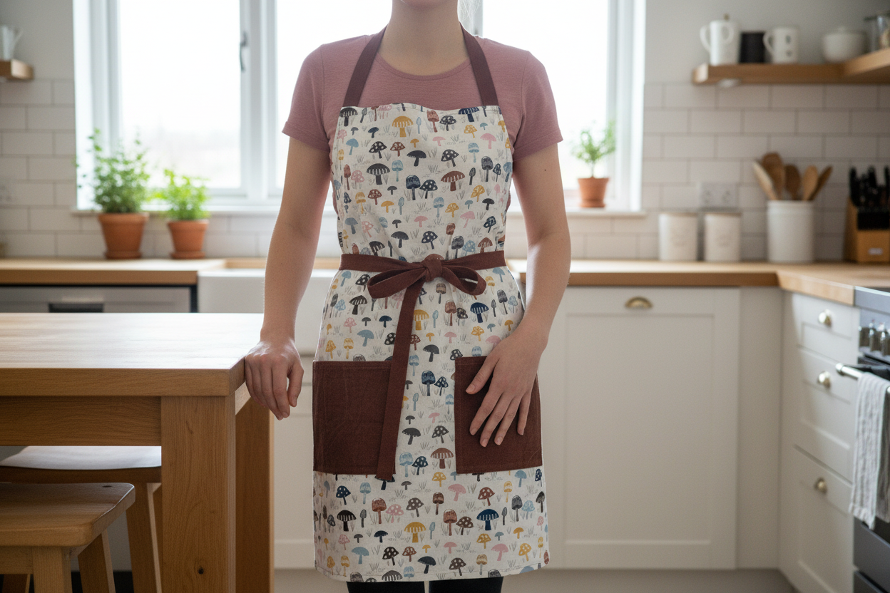 Classic Apron with Multi Colored Mushrooms