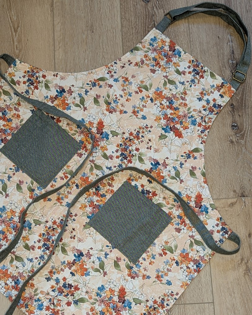 Classic Apron in Watercolor Flowers