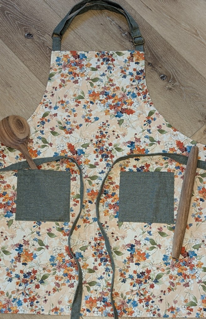 Classic Apron in Watercolor Flowers