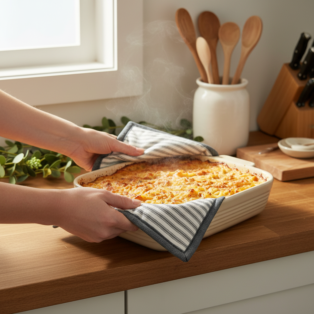 Casserole Hot Pad / Black and white striped