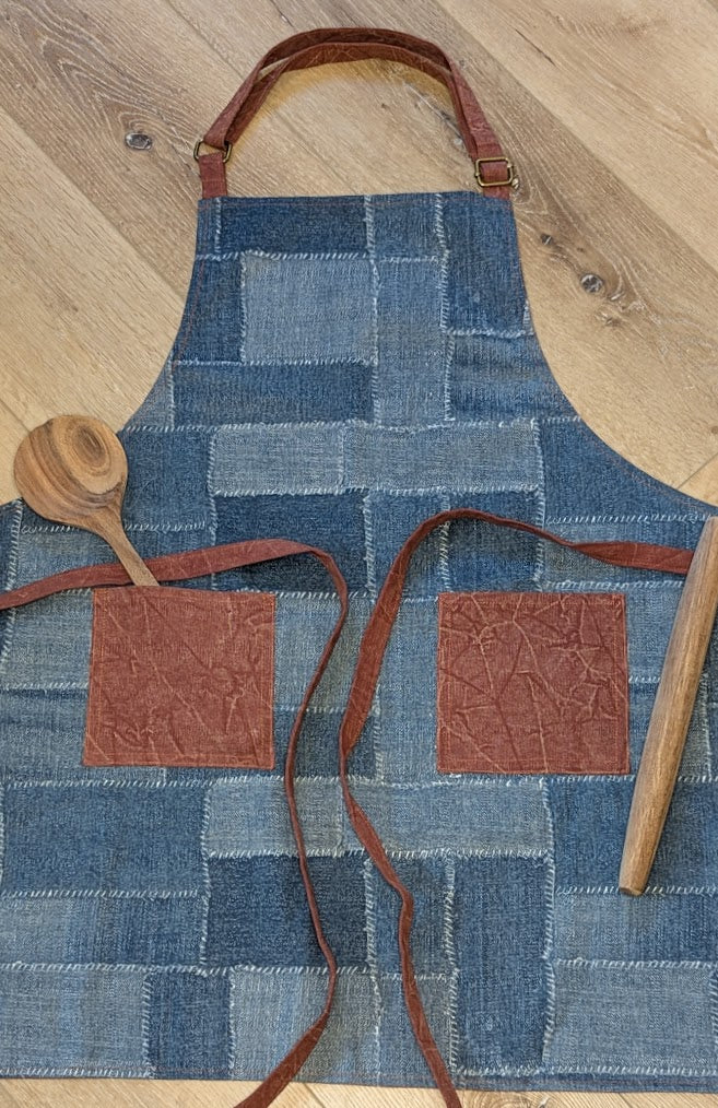 Classic Apron in Denim Patchwork