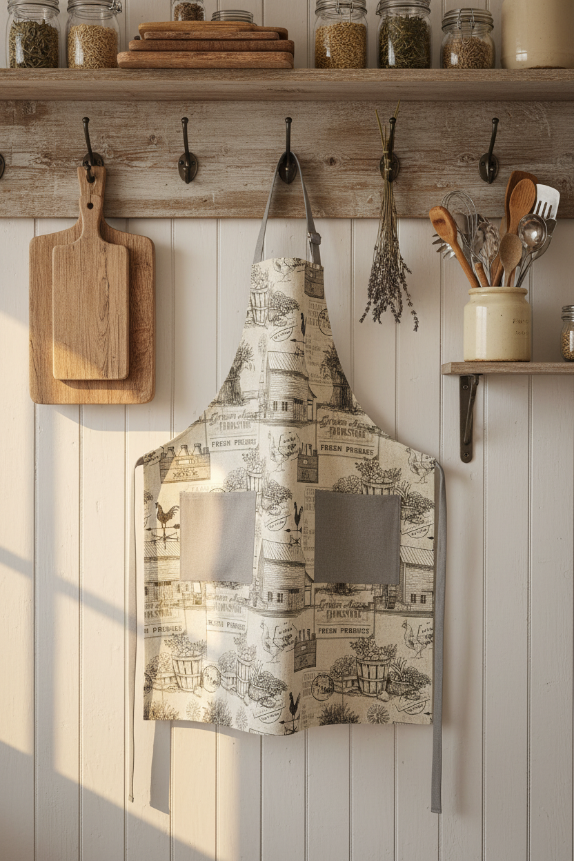 Classic Apron with a Farmhouse Motif