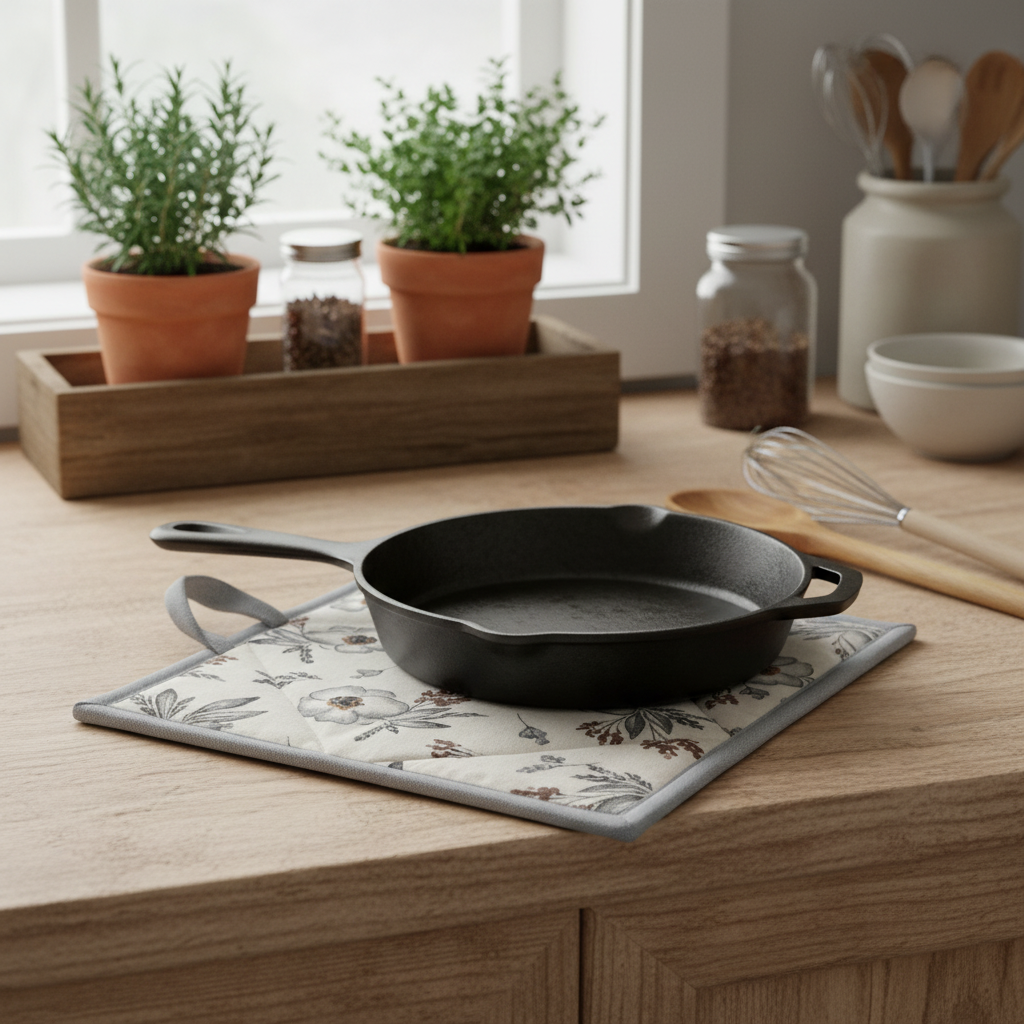 Casserole Hot Pad / Gray Flower