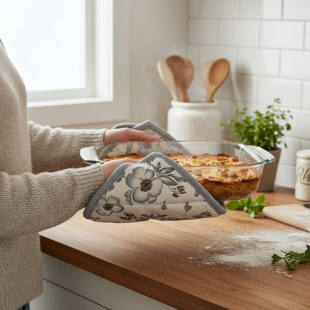 Casserole Hot Pad / Gray Flower