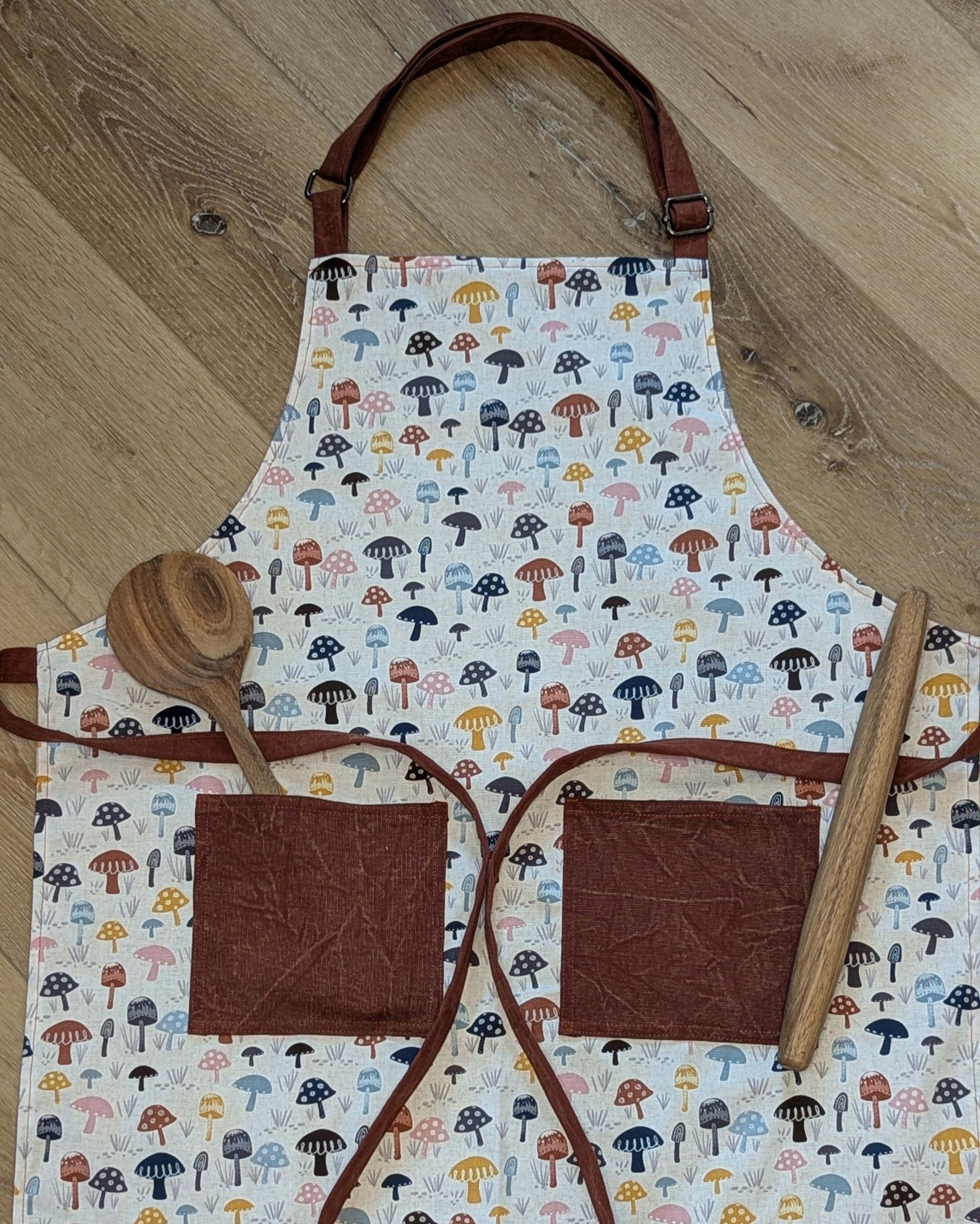 Classic Apron with Multi Colored Mushrooms